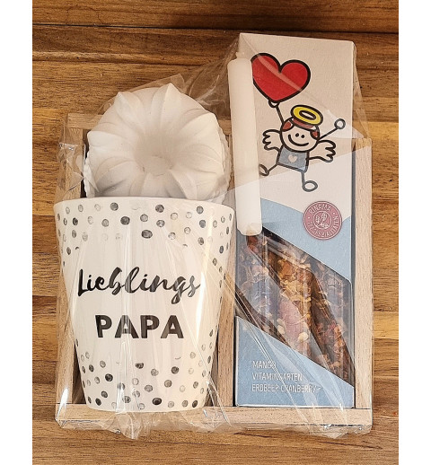 Tee Set " Lieblings Papa " Band blau kariert