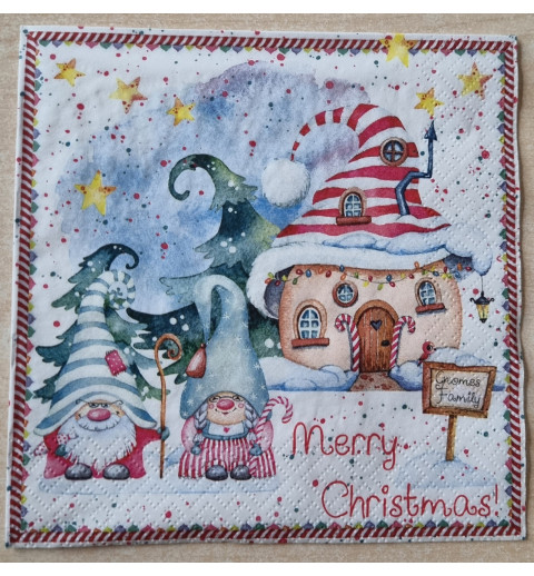 Serviette Wichtelpaar "Merry Christmas"