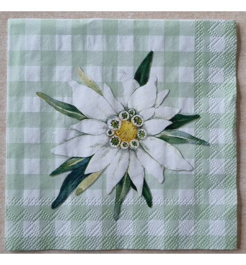 Serviette Edelweiss/Karo hellgrün