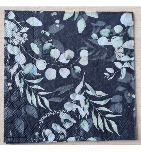 Serviette Blätter grün/schwarz