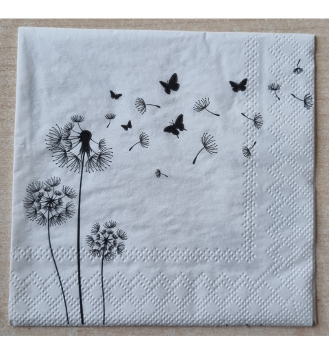 Serviette Pusteblume schwarz/weiss