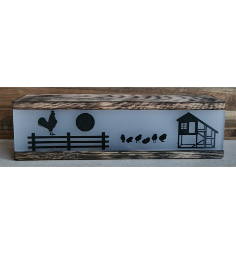 Led Lichterbalken " Krähender Hahn/Stall " geflammt