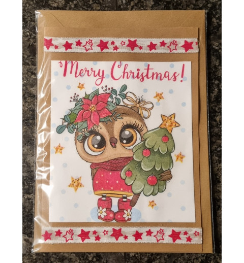 Karte  " Eule " Merry Christmas