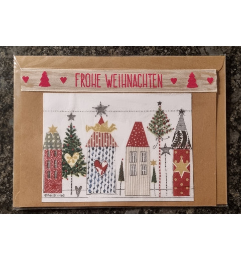 Karte  " Häuser  " Frohe Weihnachten