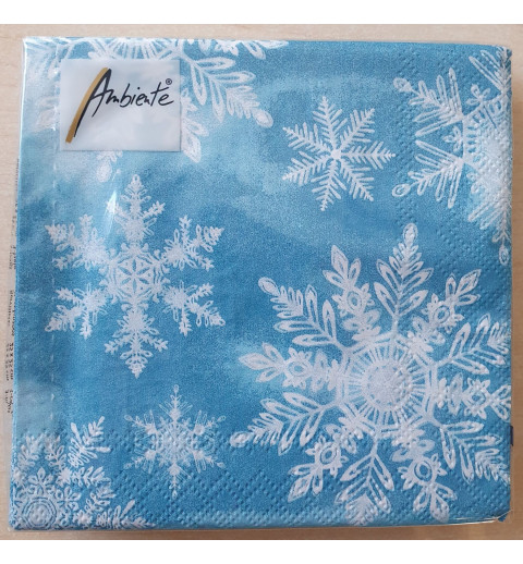 Servietten Schneeflocken weiss/türkis