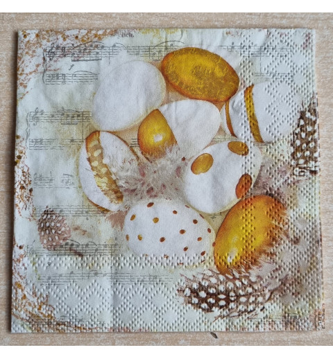 Serviette Eier weiss/goldig
