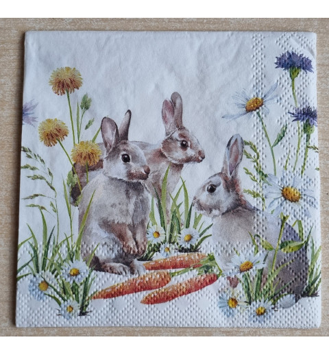 Serviette Drei Kaninchen/Karotte