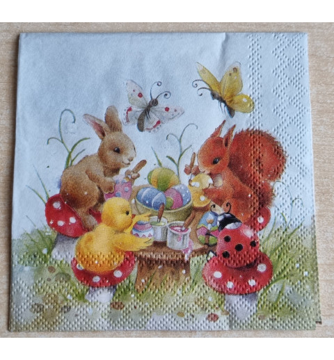 Serviette Kaninchen mit Freunden
