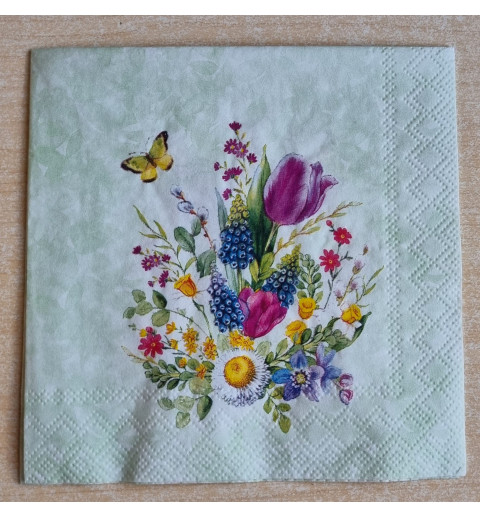 Serviette Blumenstrauß/Schmetterling