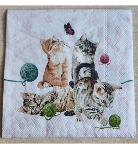 Serviette Vier Katzen