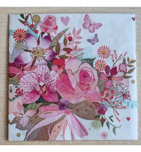 Serviette Blumen pink/rosa