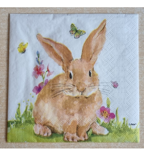 Serviette Kaninchen/Schmetterlinge