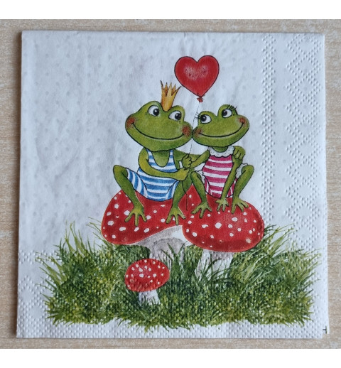 Serviette Zwei verliebte Frösche/Pilze
