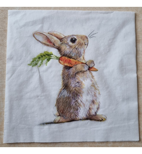 Serviette  " Kaninchen mit Karotte "