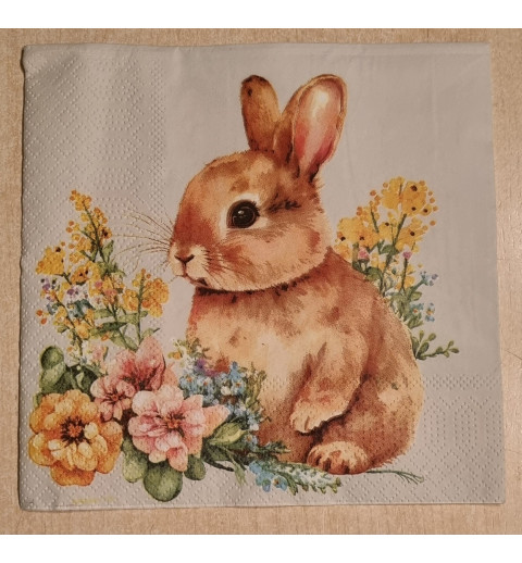 Serviette Kaninchen/Blumen