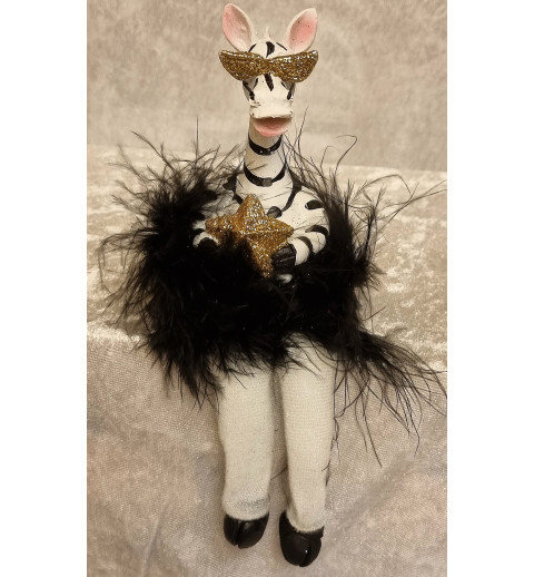 Kantenhocker Zebra mit Stern  schwarz/weiss/gold