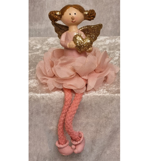 Kantenhocker Engel mit Herz rosa/gold