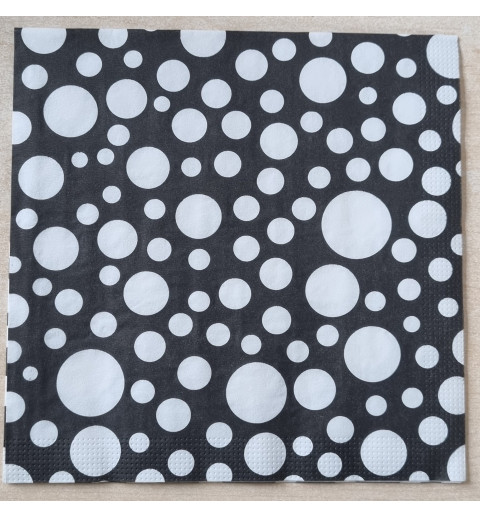 Serviette Punkte schwarz/weiss