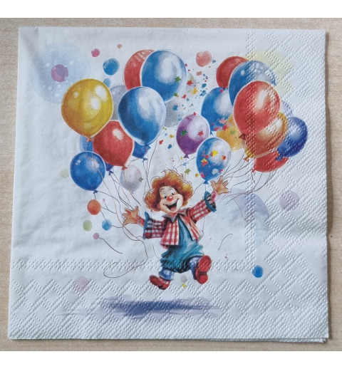 Serviette Clown mit Luftballons