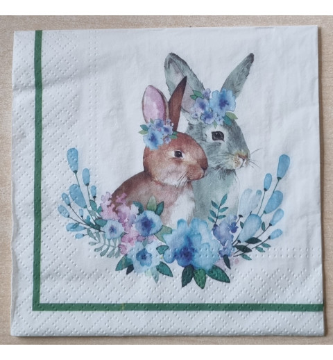 Serviette Zwei Kaninchen/blautöne