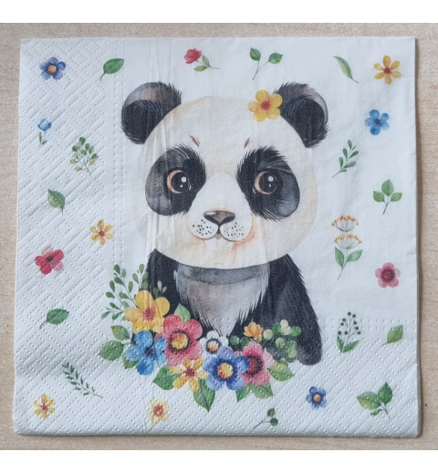Serviette Panda/Blumen