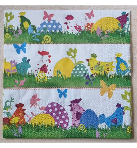Serviette Bunte Hühner und Eier
