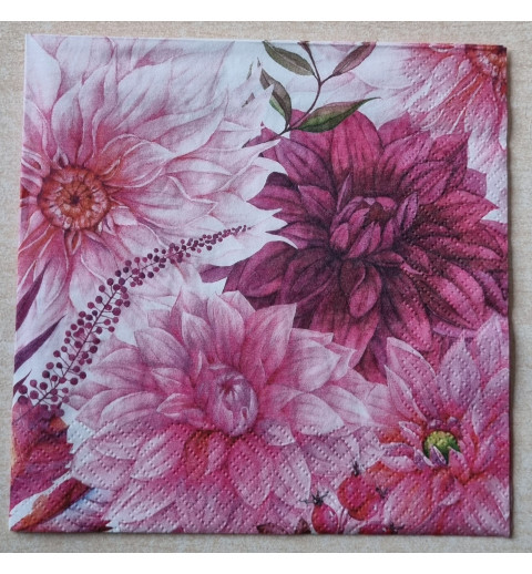 Serviette Blumen gross pinktöne
