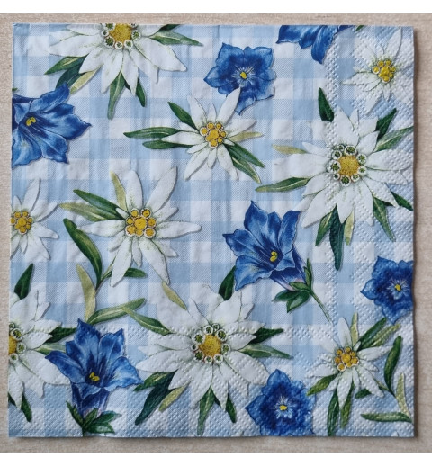 Serviette Karo hellblau Edelweiss/Enzian