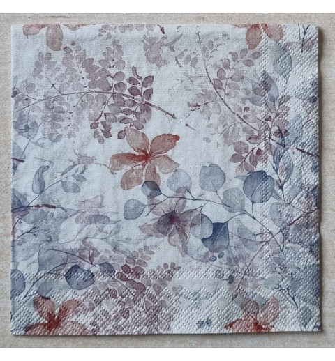 Serviette Blumen/Blätter pastelltöne