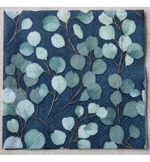 Serviette Blätter schwarz/grün