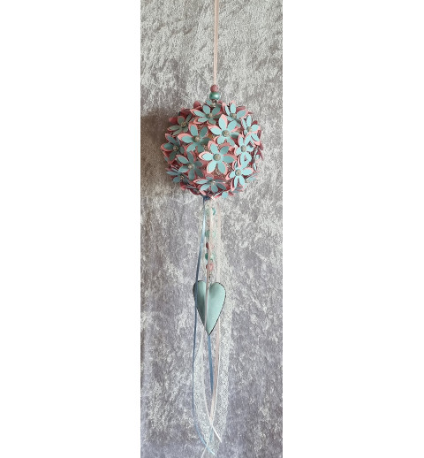 Hängedeko Blumenkugel blau/rosa