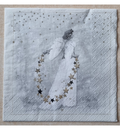 Serviette Engel schwarz/weiss
