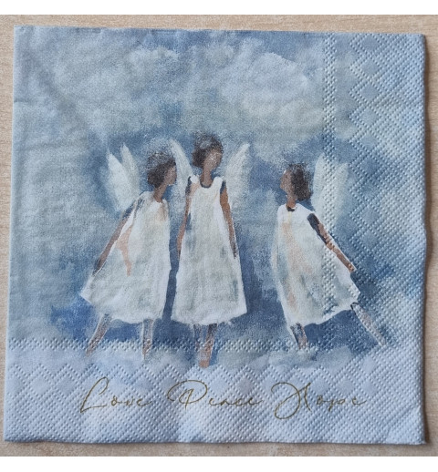 Serviette Drei Engelmädchen blau