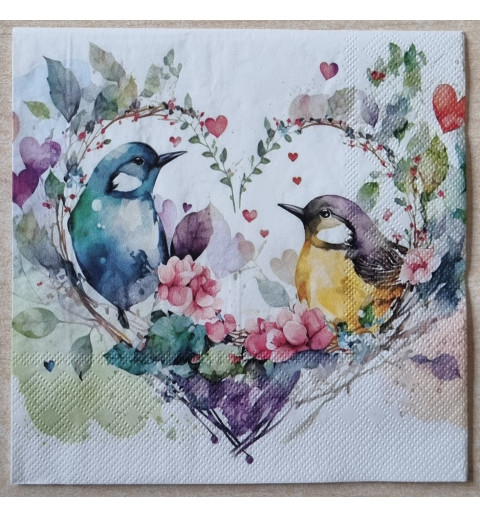 Serviette Vögel im Herz