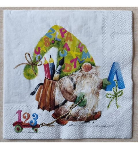 Serviette Wichtel/Schule