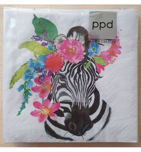 Servietten Zebra/Blumen