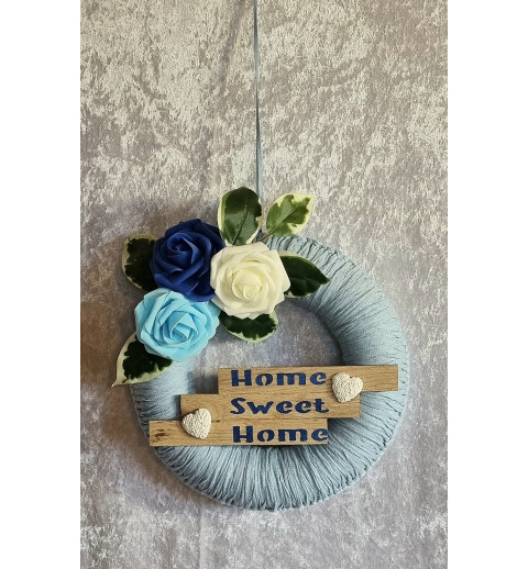 Tür/Wanddeko Ring hellblau/Home sweet Home