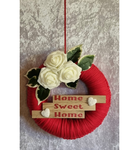 Tür/Wanddeko Ring rot/Home sweet Home