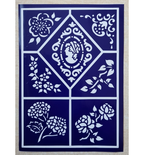 Schablone Selbstklebend verschiedene Muster/Blumen