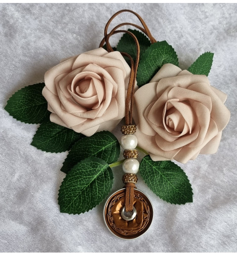 Kette lang mit Nespresso Kapsel  braun/weiss