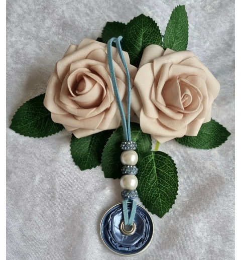 Kette lang mit Nespresso Kapsel  hellblau/weiss