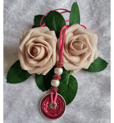 Kette lang mit Nespresso Kapsel  pink/weiss