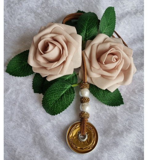 Kette lang mit Nespresso Kapsel  gold/weiss