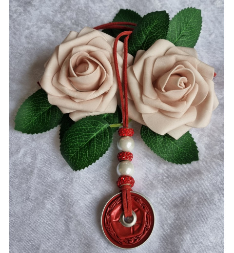 Kette lang mit Nespresso Kapsel  rot/weiss