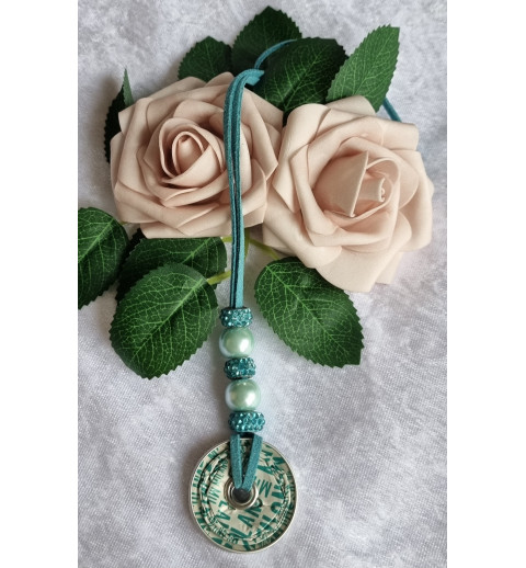 Kette lang mit Nespresso Kapsel  Muster türkis/mint