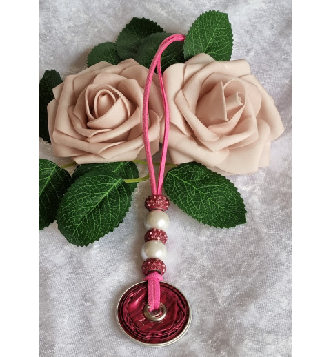 Kette lang mit Nespresso Kapsel  Muster pink/weiss