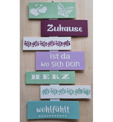 Schild " Zuhause "  bunt