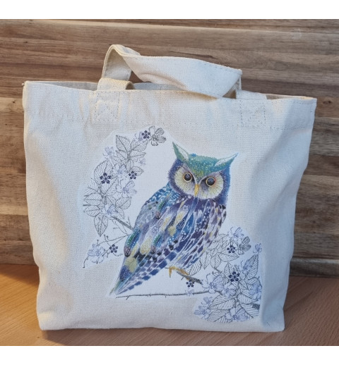 Tasche " Eule blau/violette "