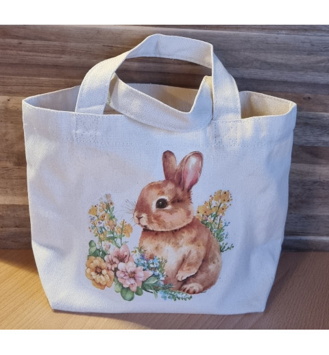 Tasche " Kaninchen mit Blumen gelb "