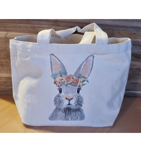 Tasche " Kaninchenkopf mit Blumen "